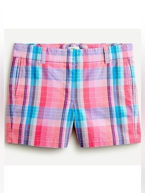J.Crew 4” Chino Shorts Yarn-Dyed Ombre Plaid Pink Blue Size 0